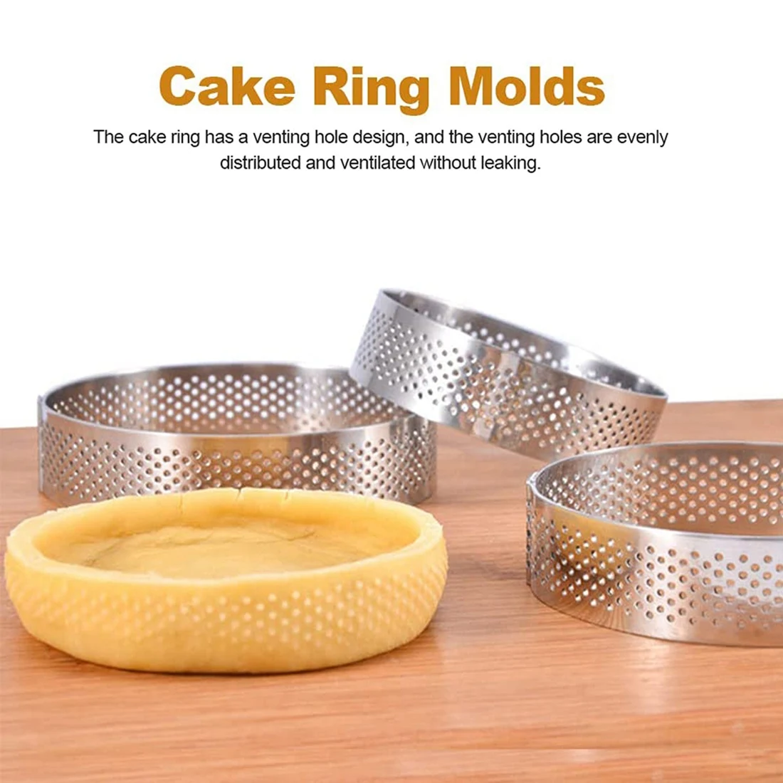 Cake Ring Molds, 6Pcs Stainless Steel Porous Tart Ring, Perforated Pie Cake Ring Mold, Cake Mousse Ring with Holes 7cm