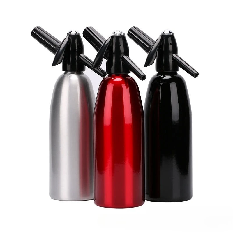 1000ML Aluminum Soda Water Gun Black Silver Thickened Bottle Body Making Soda Water Juice Cocktail Artifact