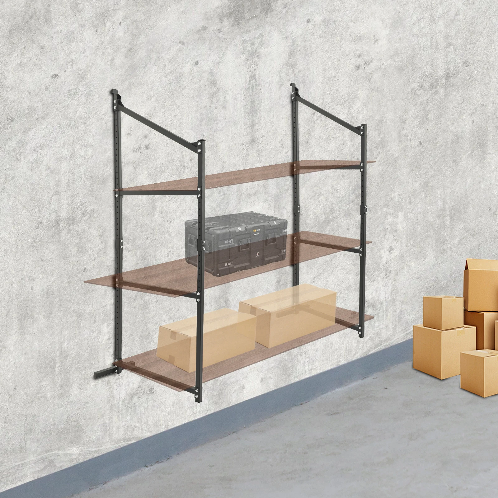 2 قطعة دعامات أرفف من 3 طبقات، سعة تحميل 110 رطل، دعامات رف مثبتة على الحائط ذات قوة صناعية، دعامات مثلثة معززة