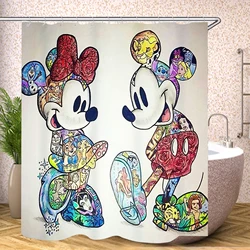 Mickey Minnie Bathroom Accessories Shower Curtain Waterproof Sets Luxury Curtains Anime Cute 100% Polyester Home Decor