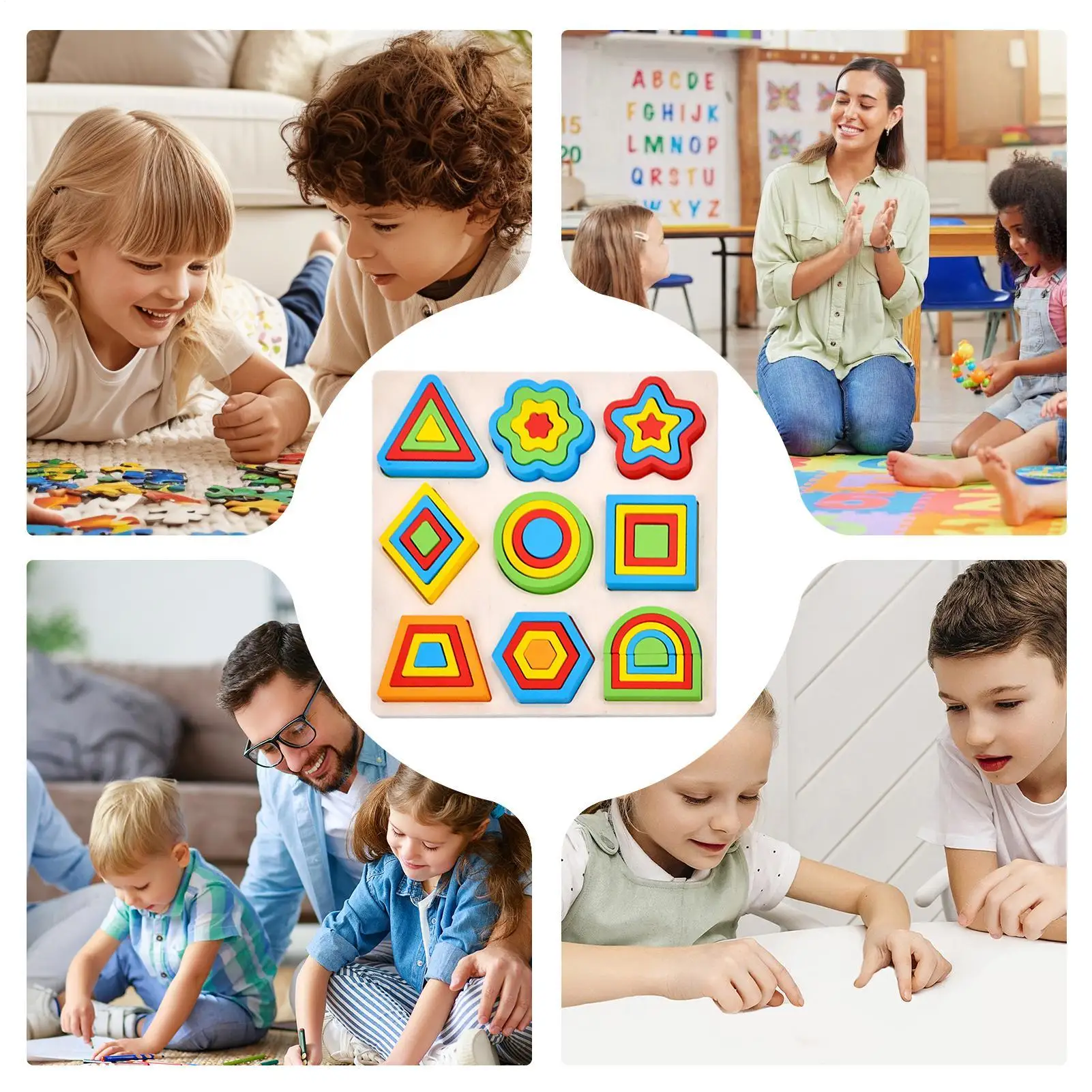 Forma de madeira quebra-cabeças forma de madeira classificação quebra-cabeça atividades geométricas jogos para aprendizagem desenvolvimento educação pré-escolar