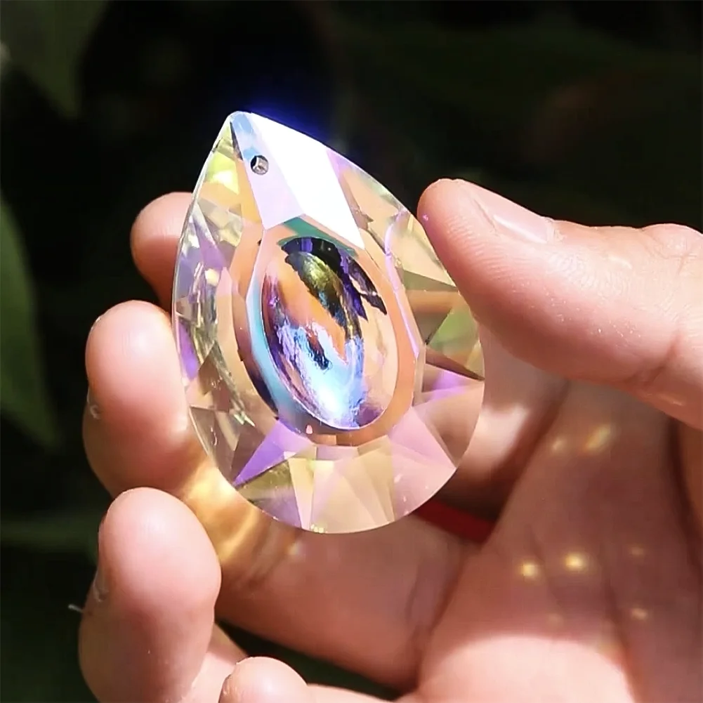 2PCS AB Colorful Dragon Eye Drop Prism DIY Chandelier Crystal Lighting Accessory Faceted Glass Hang Ornament Suncatcher Pendant