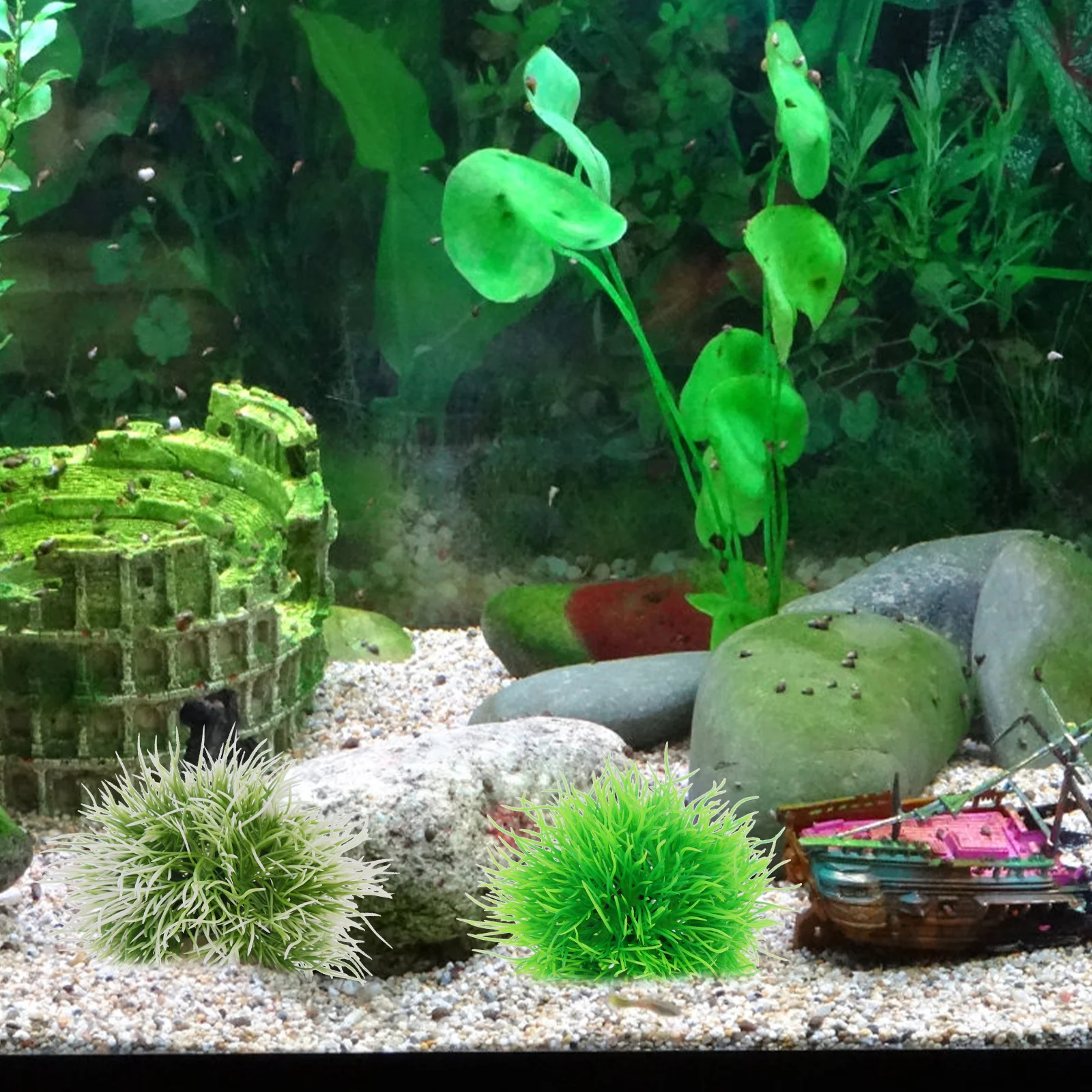 

2pcs Aquarium Plant Decorations Fish Tank Fake Home Office Decors Realistic Artificial Aquatic Plants Simulated Landscape