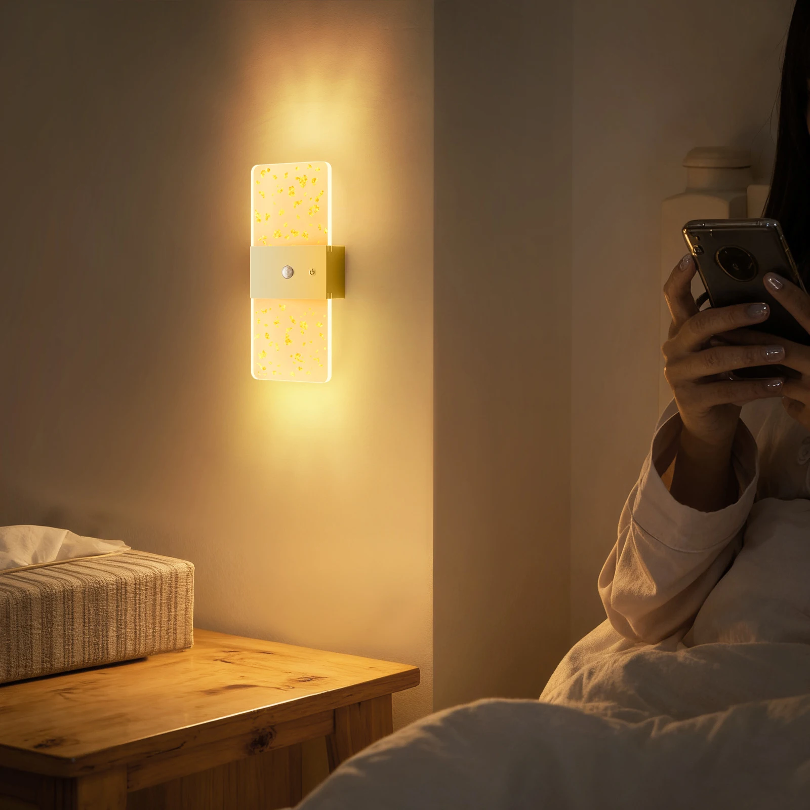 LED Charging Touch Sensor Wall Lamp 3CCT Magnetic Suction No Drilling Gold Silver Indoor Atmosphere Lighting