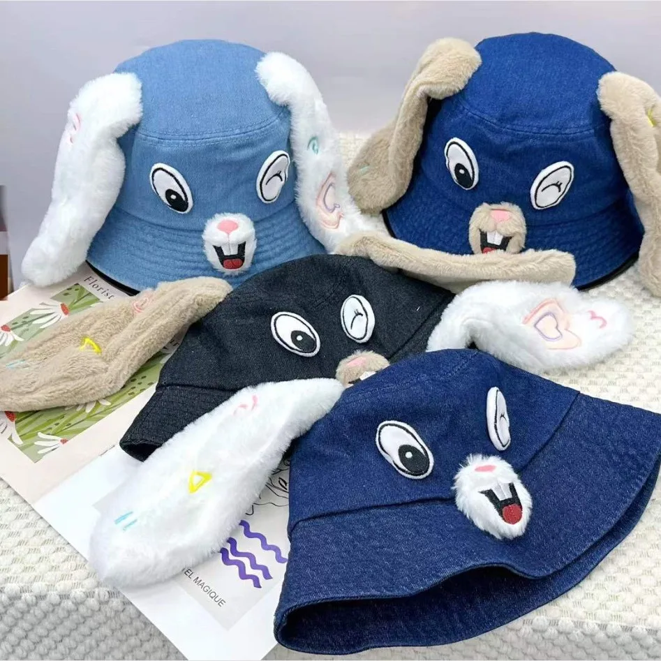 

Cartoon Long Ear Rabbit Bucket Hats Women Outdoor Travel Hat Summer Sun Protection and Shading Fisherman Hats