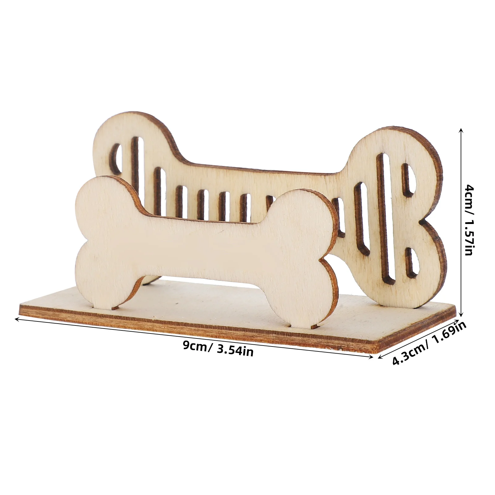 حامل بطاقات عمل على شكل عظمة، منظم مكتب خشبي، حامل بطاقات مدمج لقاعدة عرض رف تخزين طاولة المكتب #2