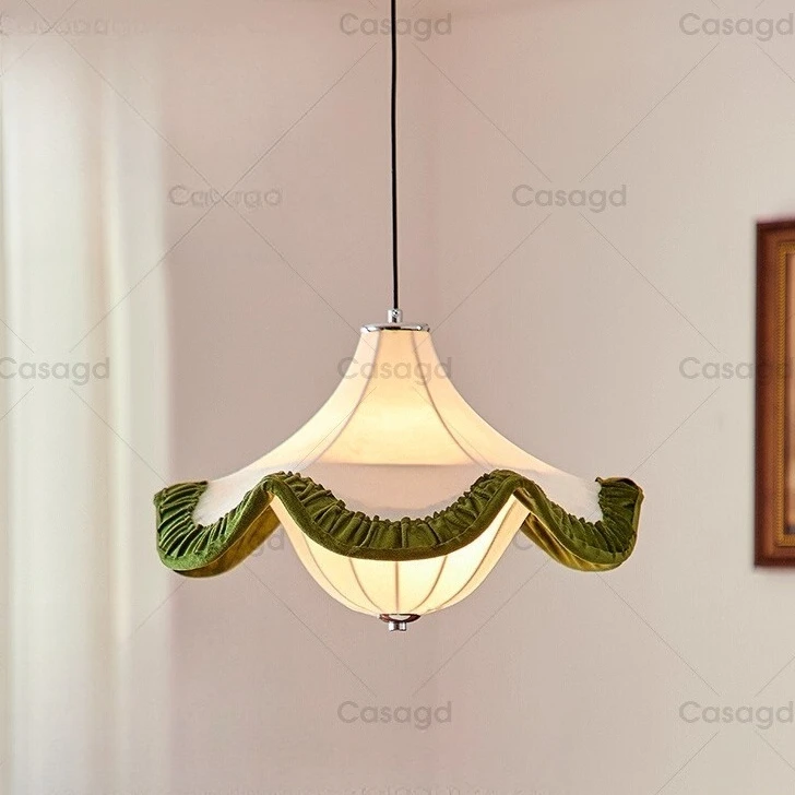 Restaurant bedroom pendant light French retro designer handmade skirt fabric pendant light