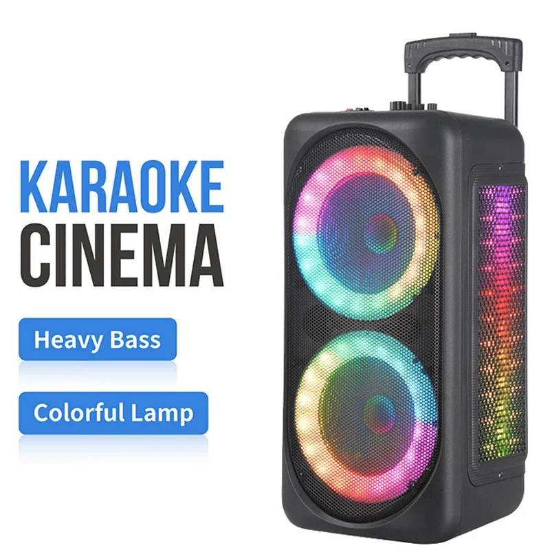 6000W Peak Power Bluetooth Speaker Outdoor Portable Soundbox LED Light Music Center Square Dance Trolley Boombox with Microphone