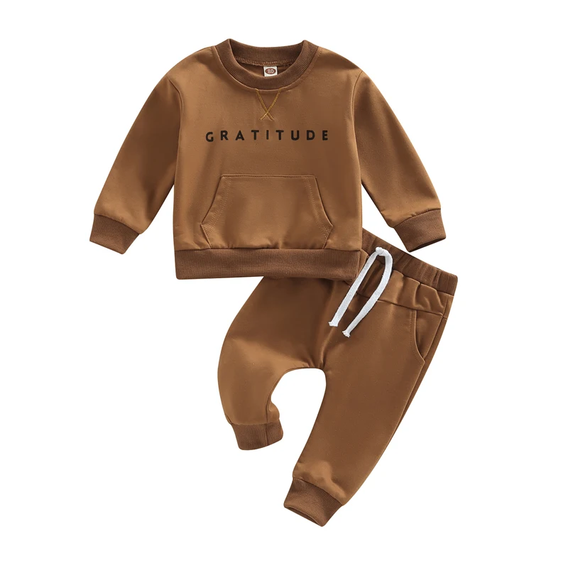 

Newborn Infant Baby Girls Boys Autumn 2Pcs Clothes Set Cotton Letter Sweatshirt Pants fall Outfits Clothes Baby Tracksuit Suit