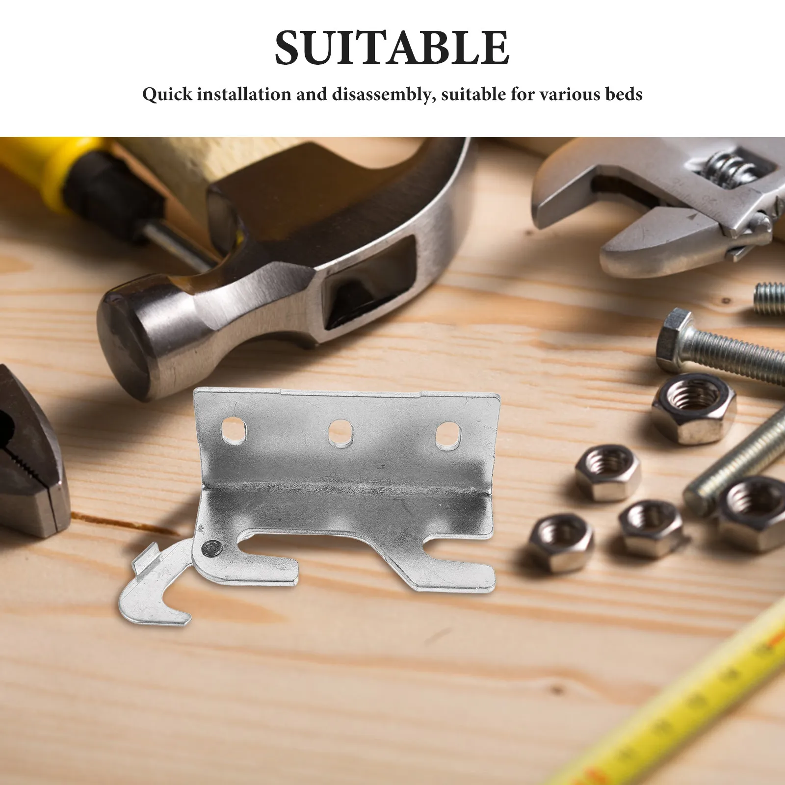 2Pairs Bed Frame Connector Bracket Bed Rail Hook Plate Nursing Hospital Hardware Galvanized Steel Headboard Installation