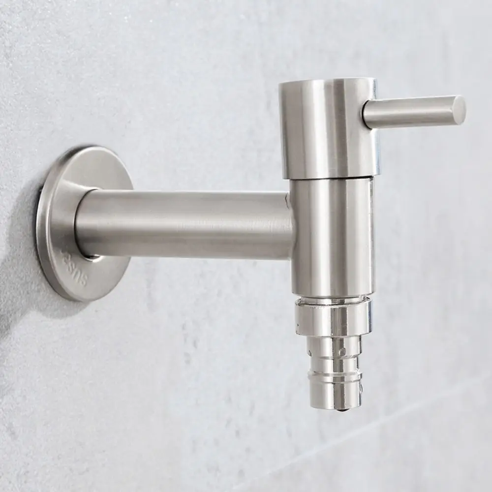 

Wall Mounted Washing Machine Faucet T Shape 304 Stainless Steel Washbasin Water Tap Quick-opening Extended Garden Bibcock