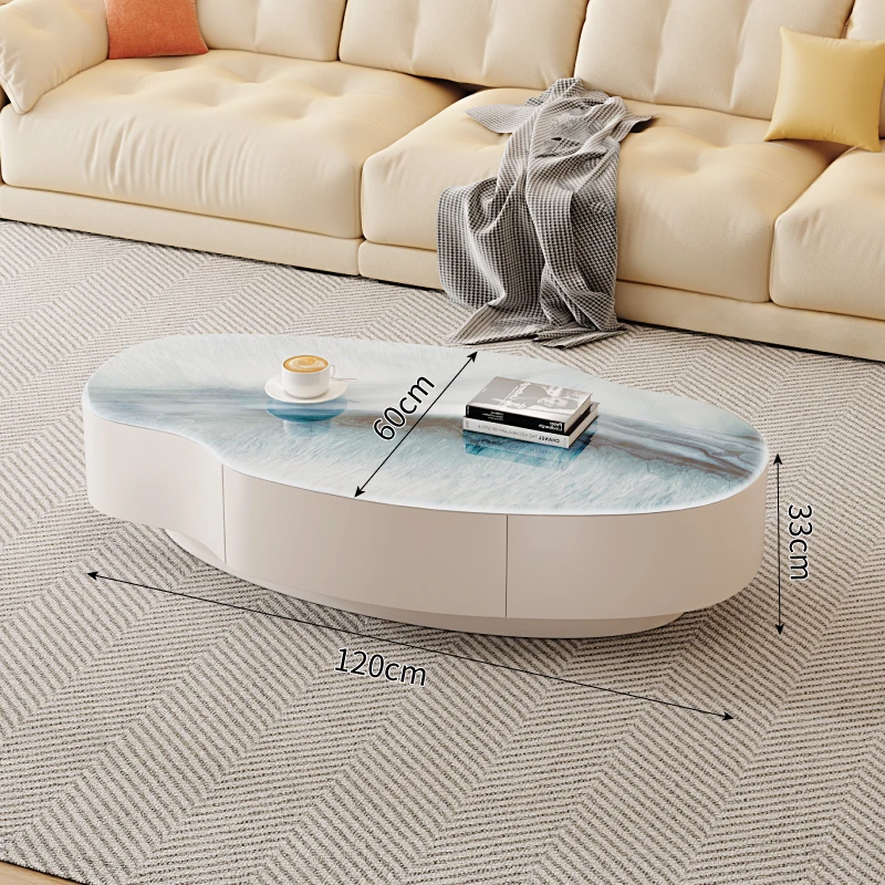 Q pecial-shaped rock slab microcrystalline stone coffee table high-end light luxury high-end sense super crystal household
