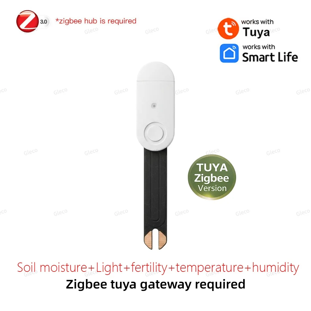 Zigbee Bodenfeuchtigkeitssensor, Temperatur- und Luftfeuchtigkeitsmesser, Fruchtbarkeits- und Lichttester für Tuya Smart Life Z2M Home Assistant Automation
