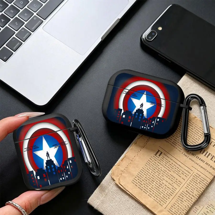 Earphone Cases Cover Case For Airpods 2 3 4 Pro Pro3 1 Pro2 Marvel Captain America