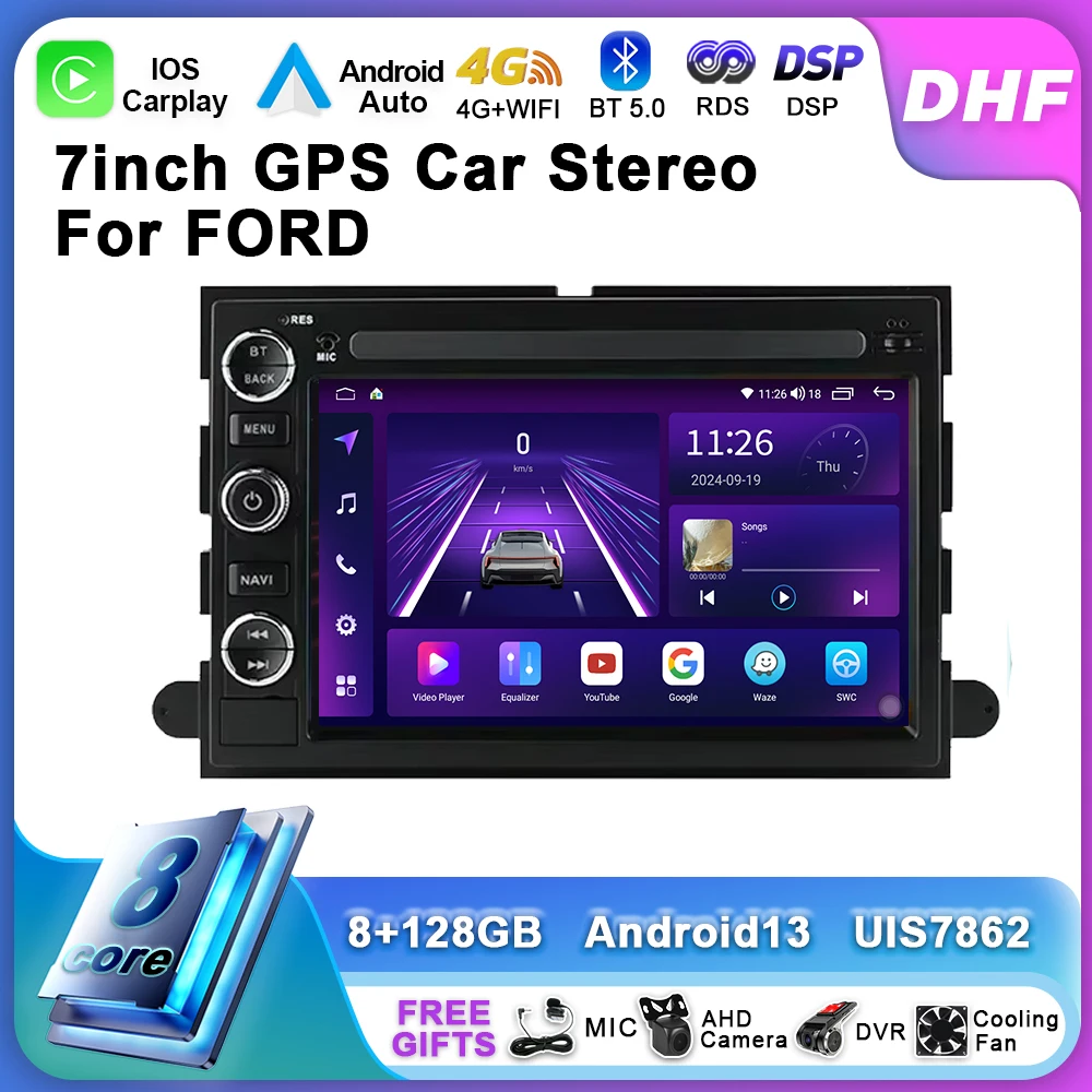 2 Din Android 13 Car Radio For Ford 500/F150/Explorer/Edge/Expedition/Mustang/Lincoln/Freestyle Multimedia Player GPS IPS Screen