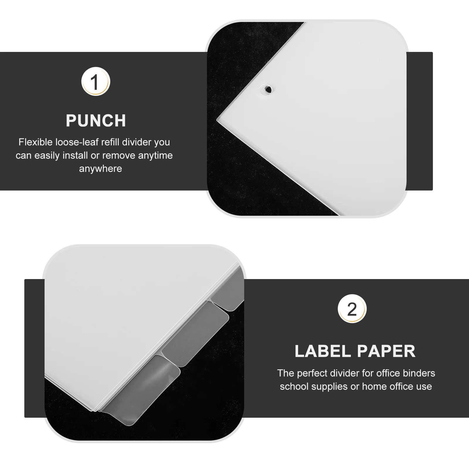 Rezept Separate Loseblatt-Buchbinder-Clips, Seitenteiler, mattierte PP-Tabs für 3 Ringe