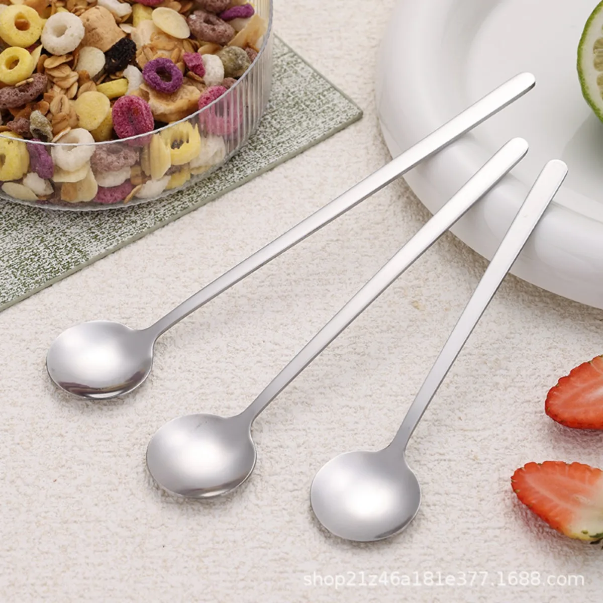 8 Pcs Stainless Steel Iced Tea Spoons Ice Cream Spoon Set Suitable for Cocktail Mixing Tea Coffee Milkshake Cold Drink Stirring