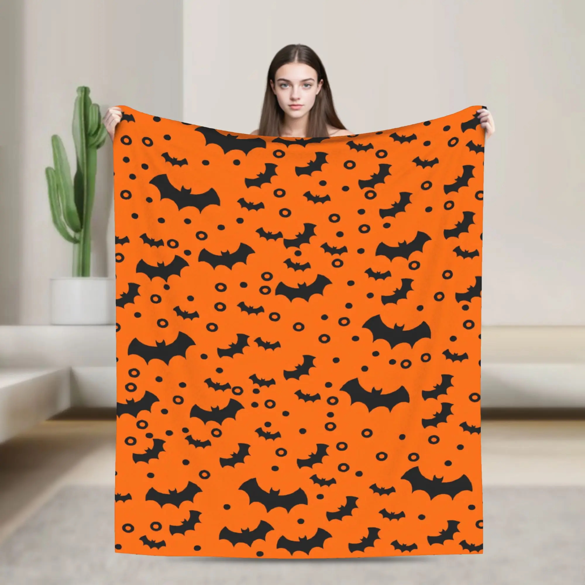 Halloween Knitted Blanket Bats Ghost Spooky Wool Throw Blanket Bedding Couch Decoration Soft Warm Bedspreads
