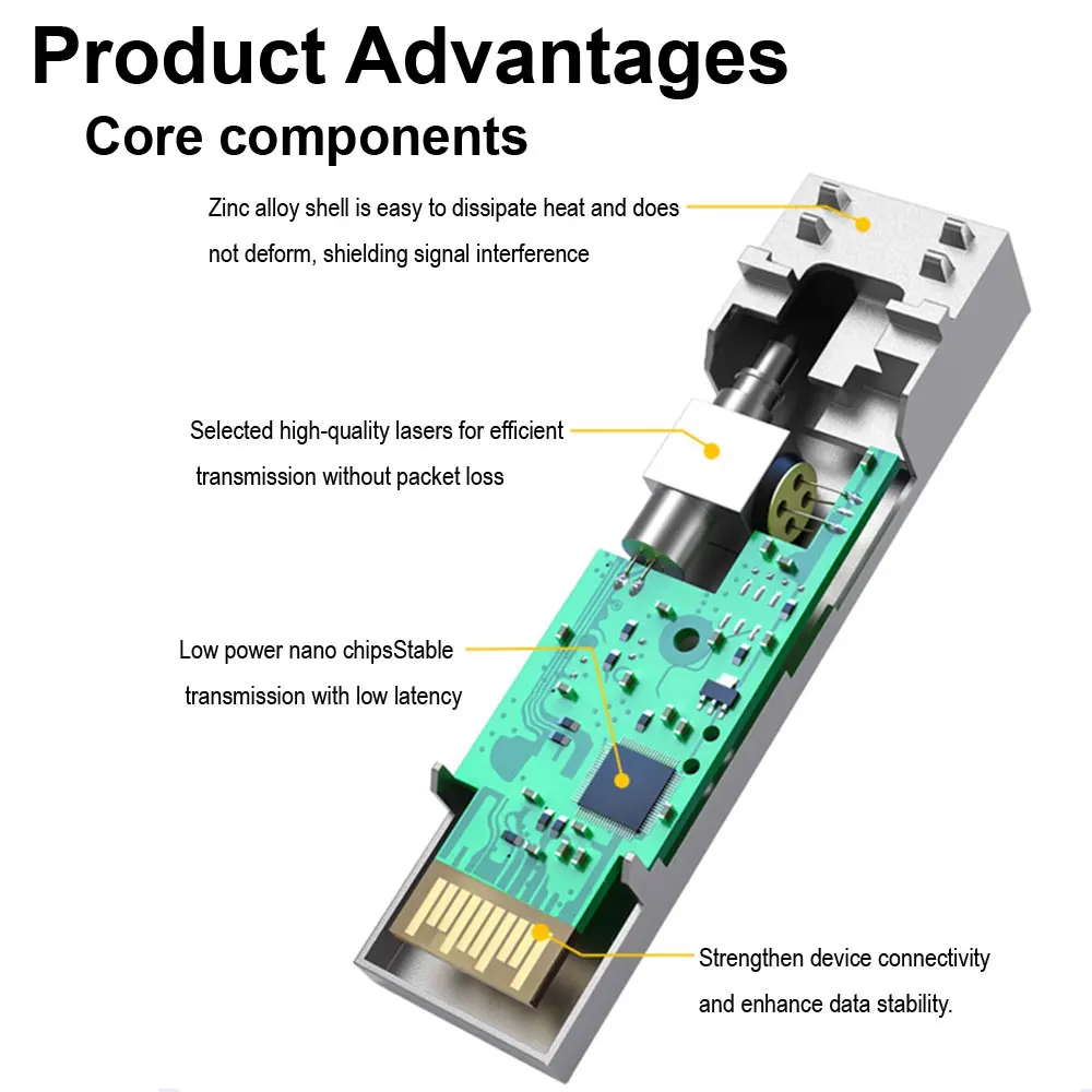 10G 20KM LC Simplex Connector SFP Module Single Mode Single Fiber 1270nm/1330nm z przełącznikiem Cisco/Mikrotik Gigabit Ethernet