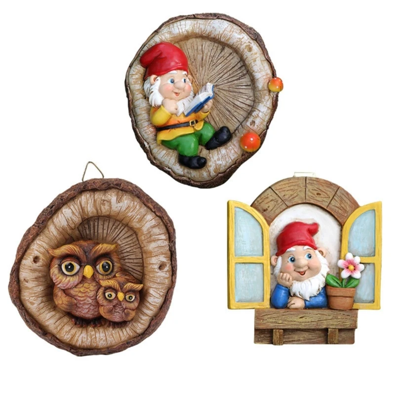 

Outdoor Gnomes Tree Faces Hanging Decors For Yard And Garden With Colorful Resin Craft Dwarfs For Miniature Landscape