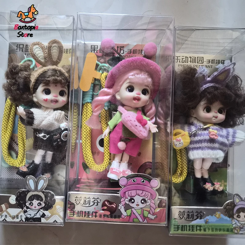 

New 14cm Mini Doll Bjd Dress Up Girl Vinyl Dolls With Changeable Knitted Outfits Phone Pendant Kawaii Birthday Gift For Girls