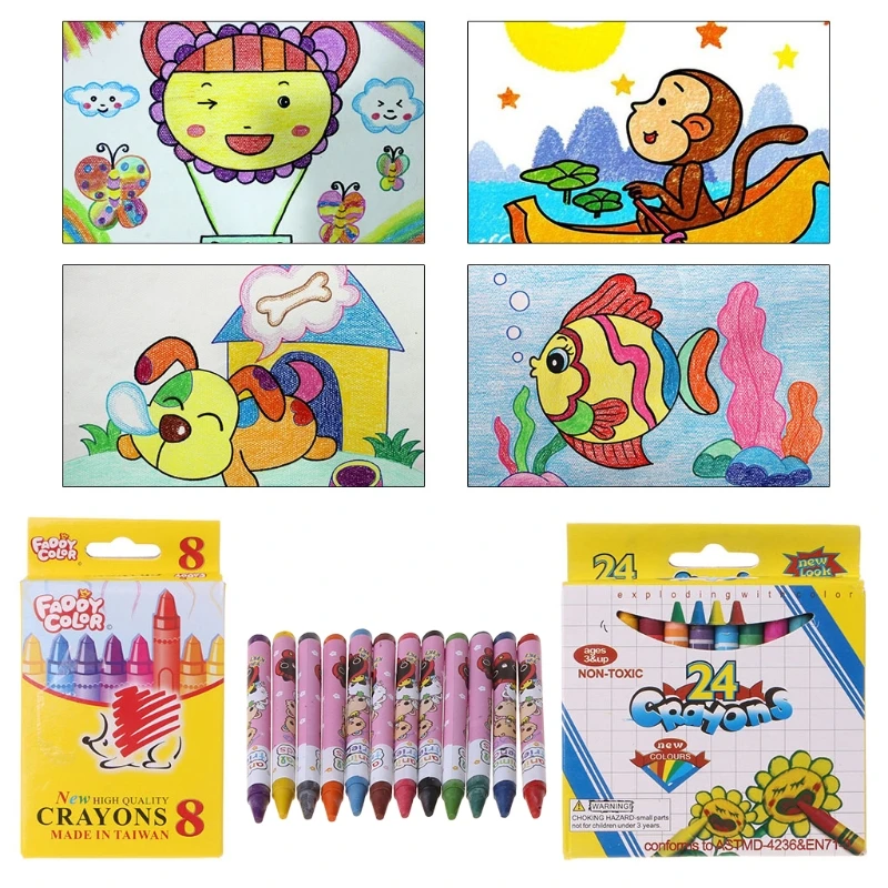 Safety Student Drawing Set Colorful Kids Paint Stik Pen 8 /12 /24 Color