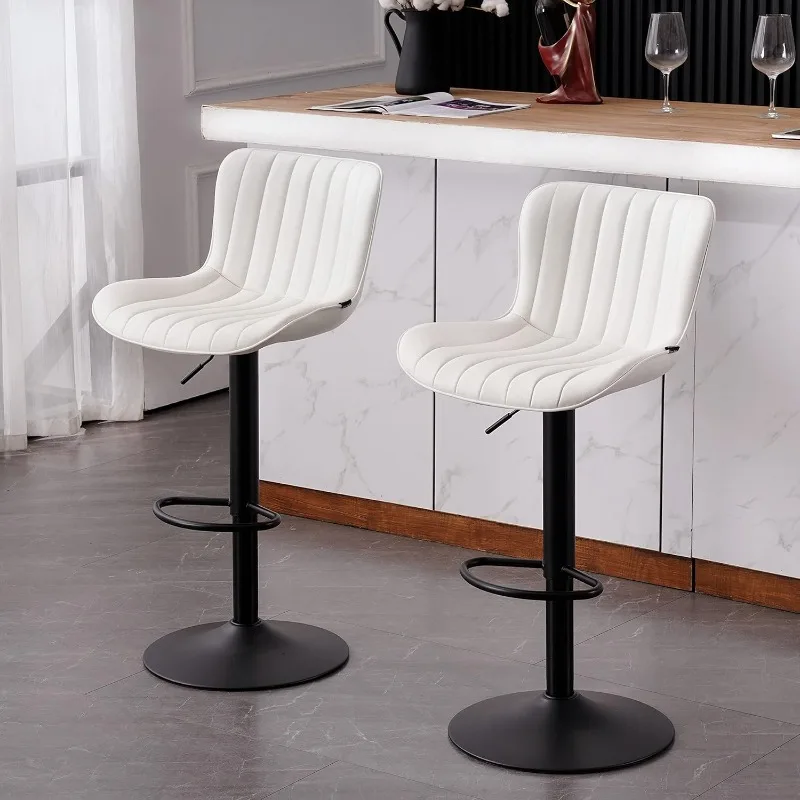 Counter Height Bar Stools for Kitchen Island  Metal White Set Adjustable Swivel