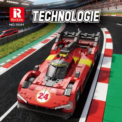 1370PCS Red Supercar Building Blocks V6 Engine Racing 1:16 Car Model Bricks Desktop Ornament Kids Educational Toys Holiday Gifts