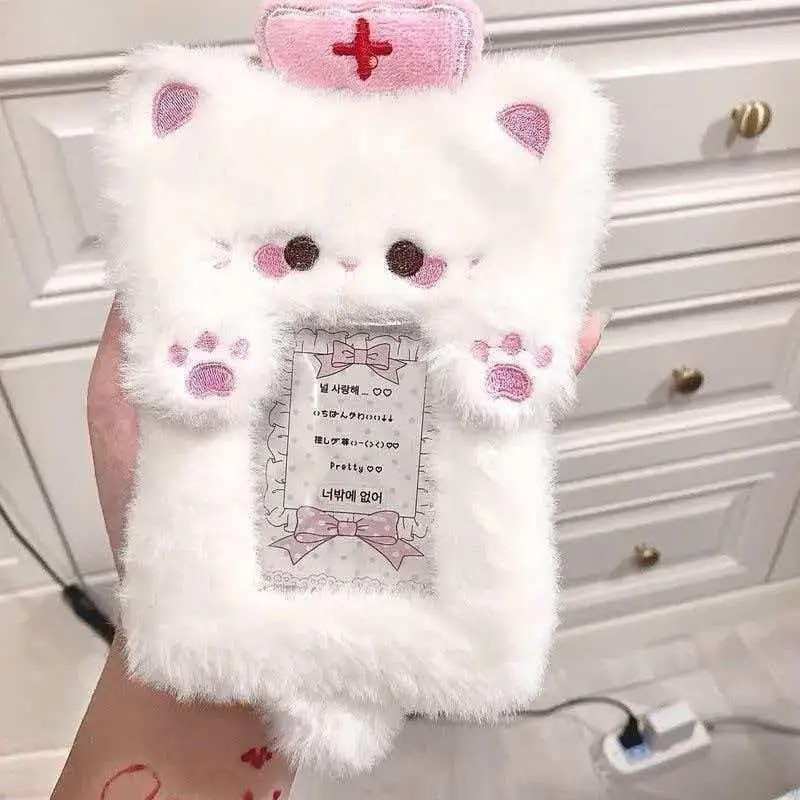 Student Card Holder 1Pcs Cute Nurse Cat Cartoon Design Photocard Case Keychain for Kids School Stationery