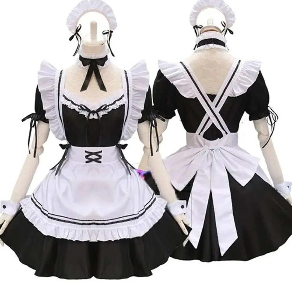 Cosplay Schattige Meid Kostuum Zwart Wit Schort Jurk Lolita Jurk Anime Lange Rok Cafe Kostuum Cosplay Горничная Mucama