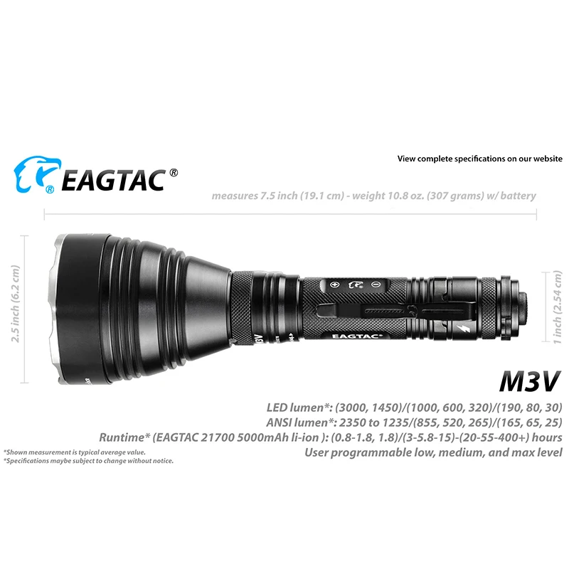 EAGTAC M3V توربو رئيس لومينوس SFT70 مصباح ليد جيب 3000 التجويف نوع-C USB قابلة للشحن 956 ياردة رمي طويل للصيد SOS ستروب