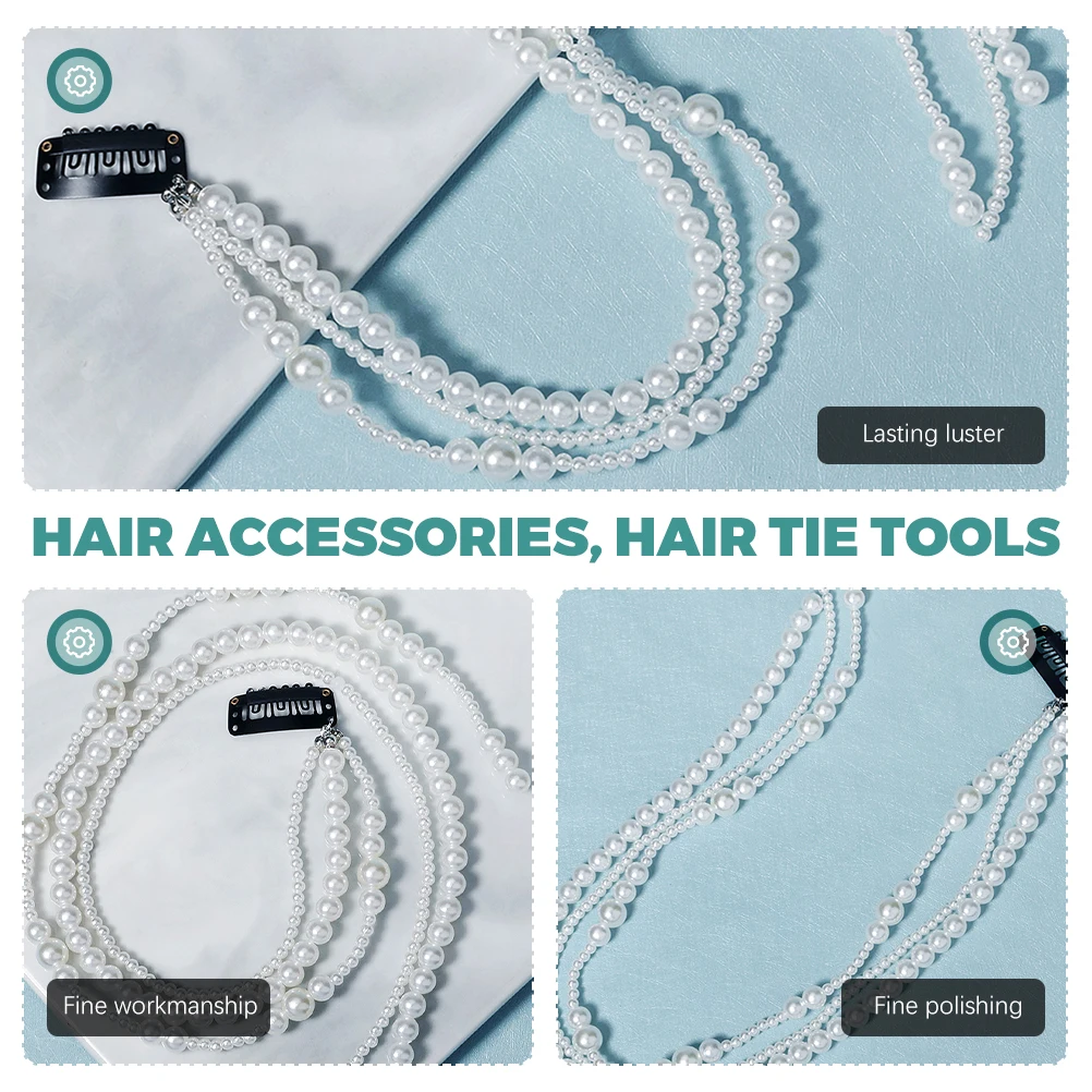 

Pearl Hair Accessories Pearl Plate Hairpins Wedding Bridal Headpiece Crystal Hair Chains for Women Girls Bridesmaids Prom Photo