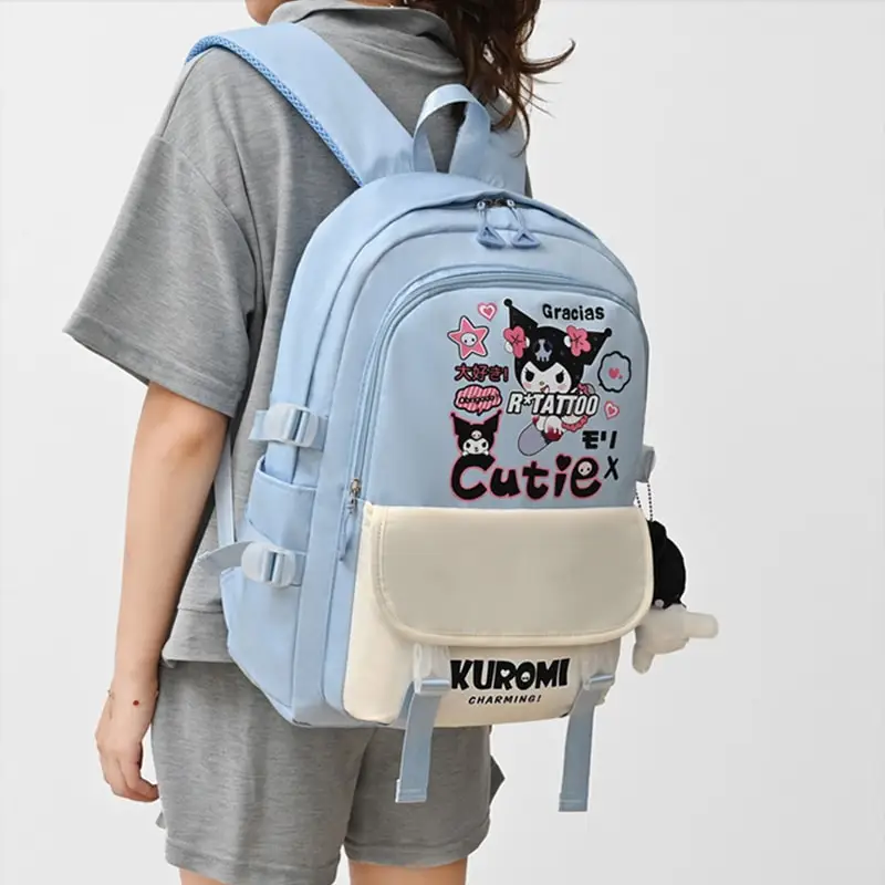  Kuromi Anime Backpack Cute Large Capacity School Bag for Students Cartoon Storage Bookbag College Rucksack Daily Use