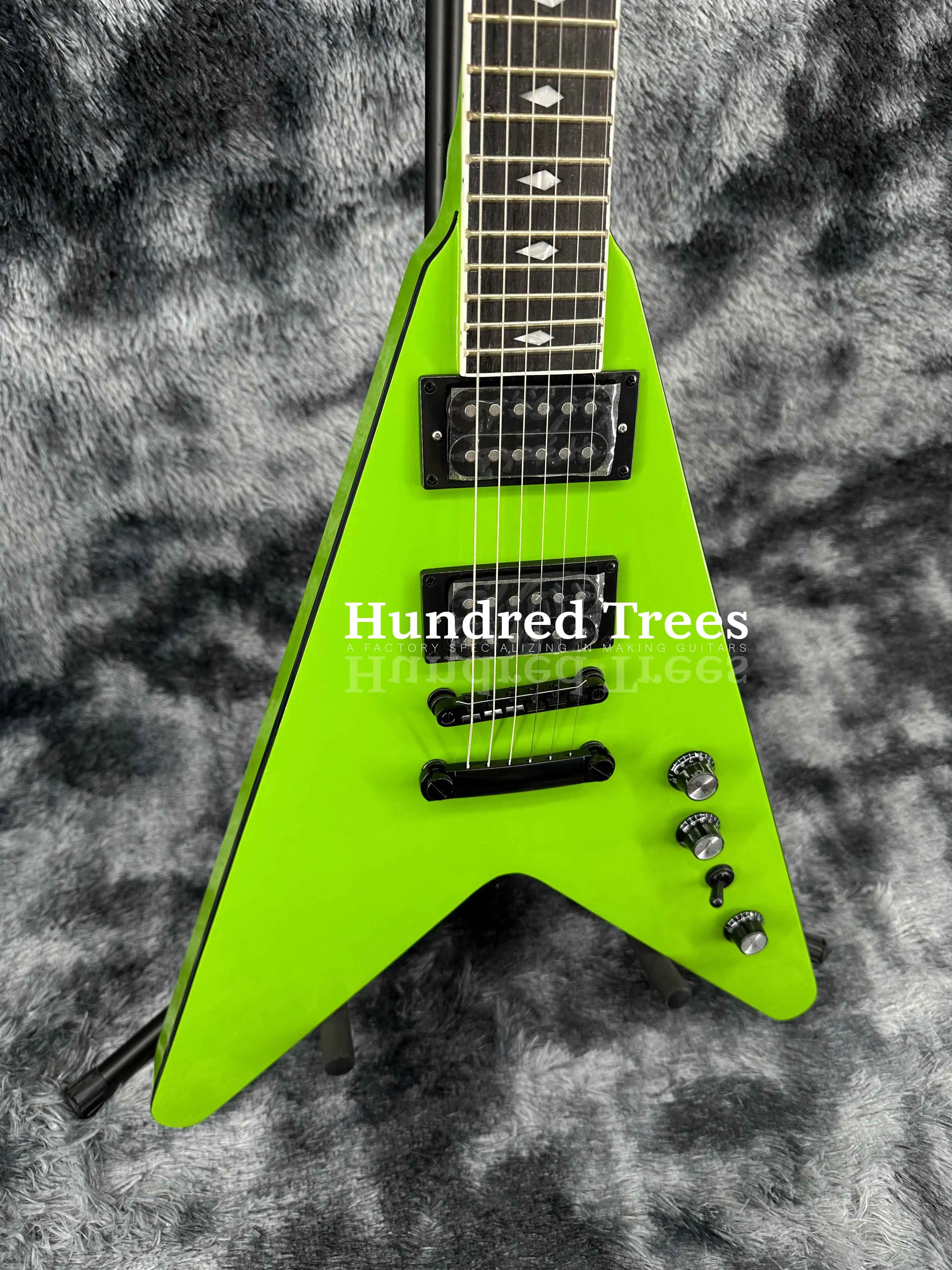 High end decoration, high-end airplane fork shaped electric guitar, green body- Free shipping