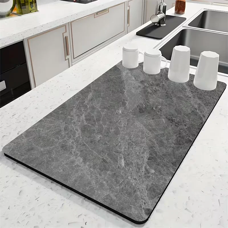 Marble High-definition Printed Coffee Pad Tableware Kitchen Tableware Drying Pad Diatomaceous Earth Table Pad Home Decoration