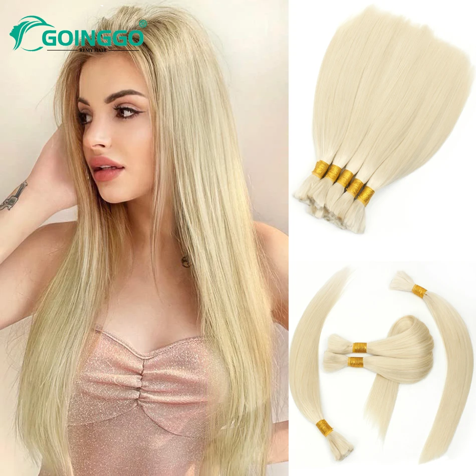 Light Blonde Human Braiding Hair Bulk No Weft Extensions Bleach Blonde Human Hair Bulk For Braiding 100G Remy Straight Bundles