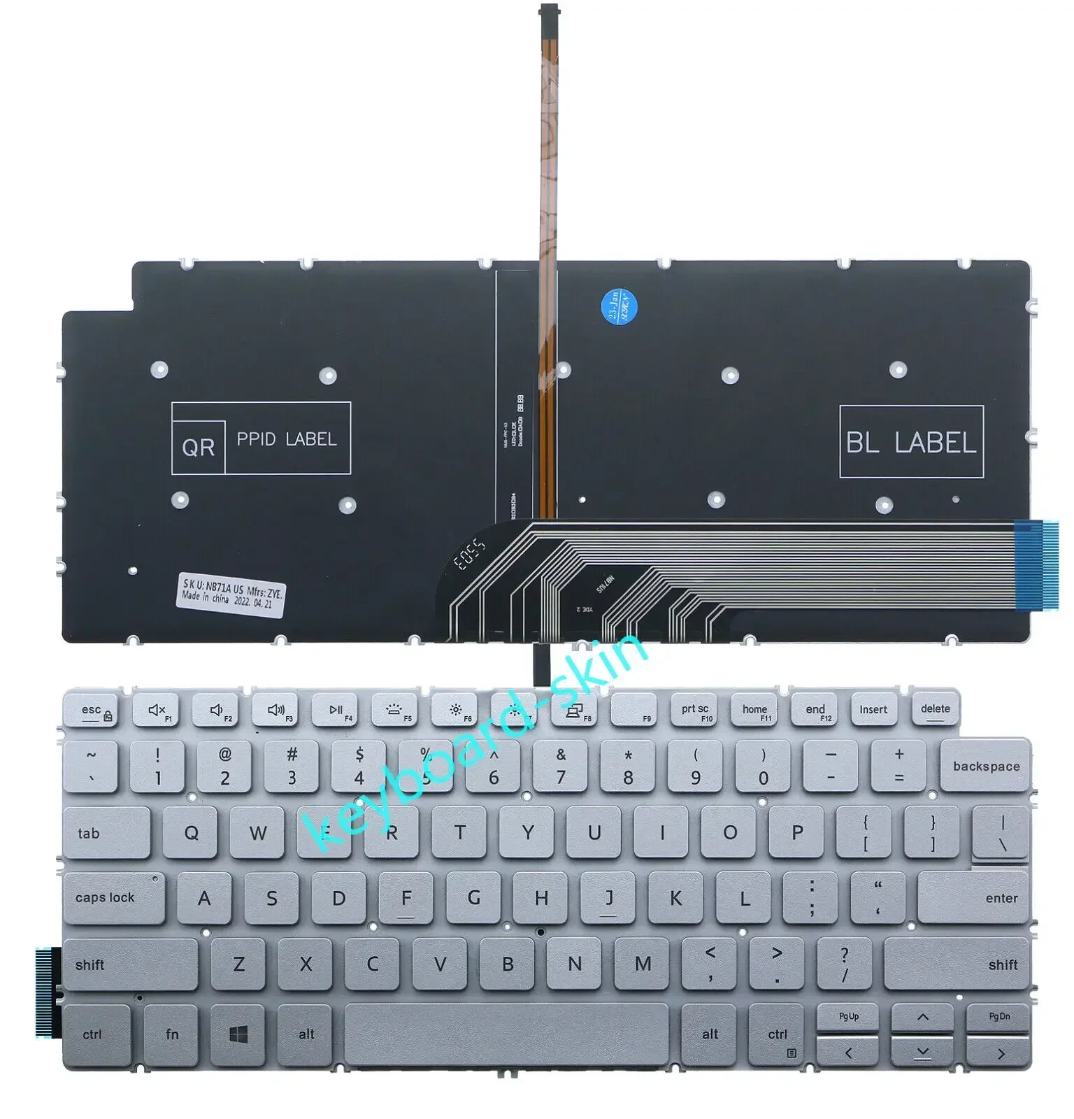 Silver US backlit Keyboard for Dell Inspiron 5401 5402 5405 5406 5409 5490 5493 5498 P120G P130G 7490 7491 7400 7405 2n1 7390