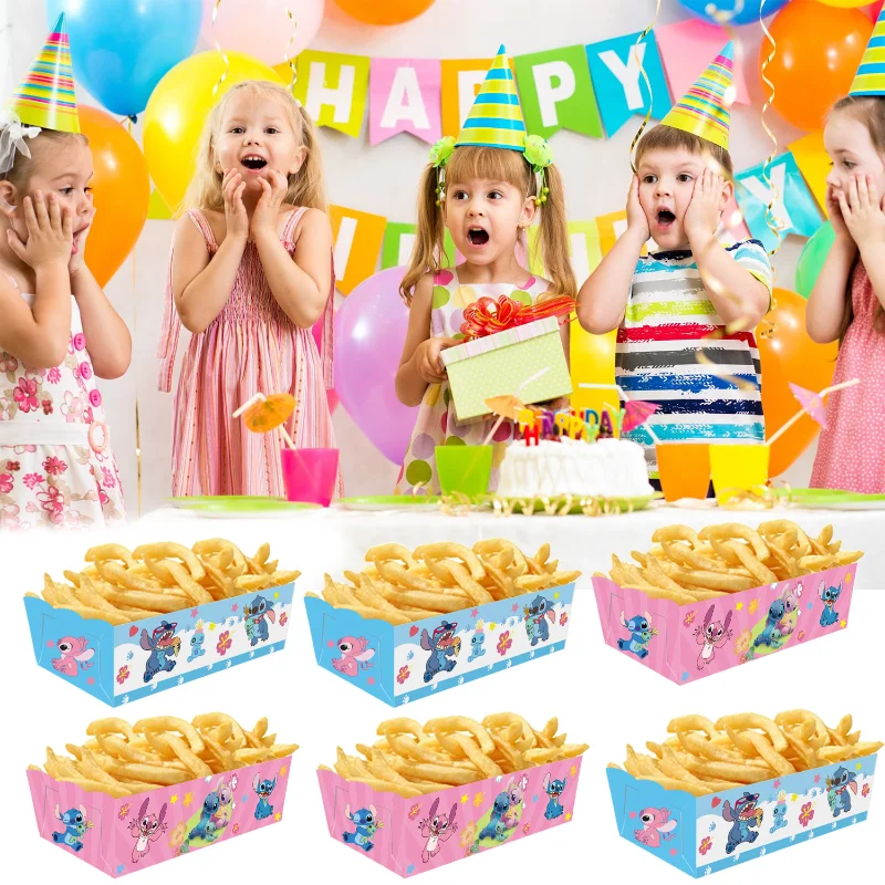 24pcs Disney Stitch Party Food Snack Trays Boxes Kids Birthday Party Supplies Decoration Food Holders for Popcorn Nacho Snack