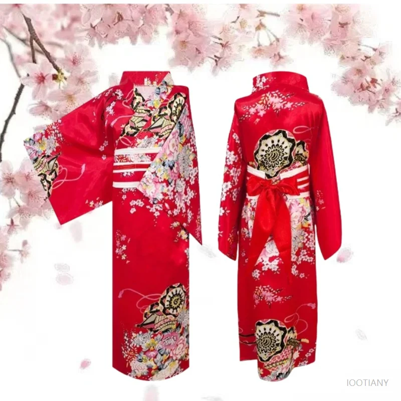 

Children's Floral Japanese Kimono Yukata Anime Character Cosplay Yukata Halloween Costume Party Performance Photography Geisha