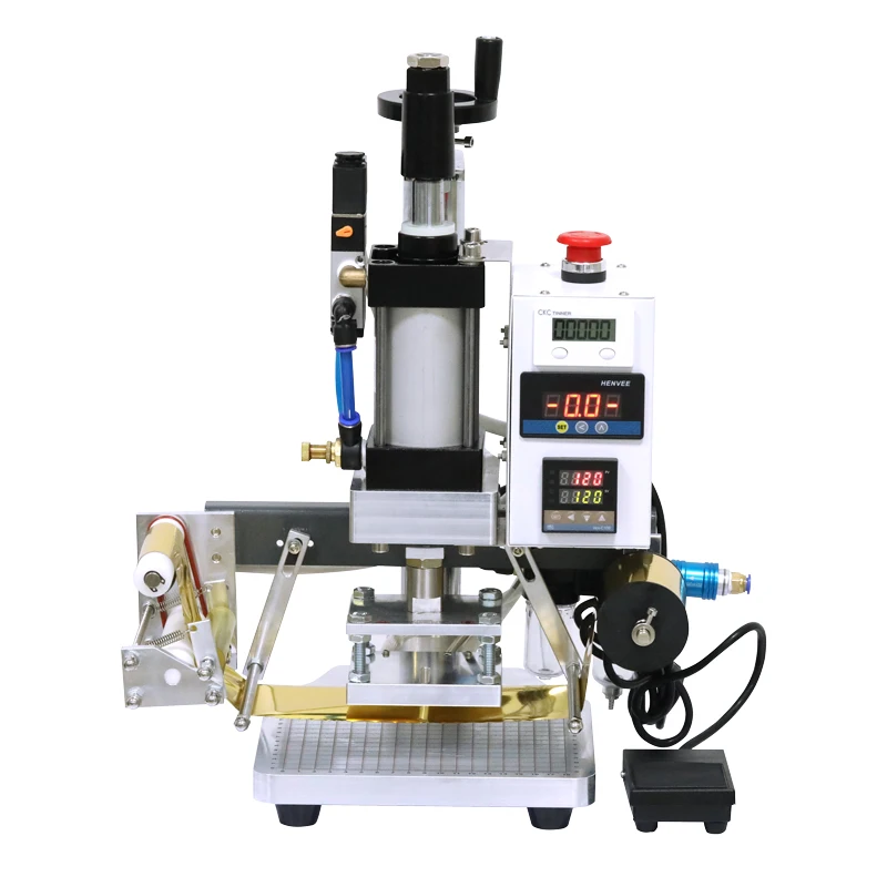 Desktop pneumatic hot stamping machine, automatic paper roll hot pressing hot stamping machine, leather label stamping machine