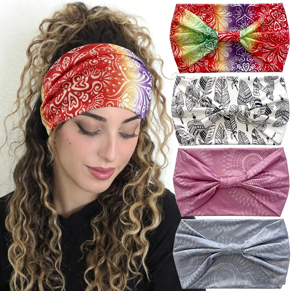 JYSP Large Butterfly Print Headband Wide Elastic Sports Sweat-Absorbing Headband Best-Selling Waist Wrap Hairband Colorful