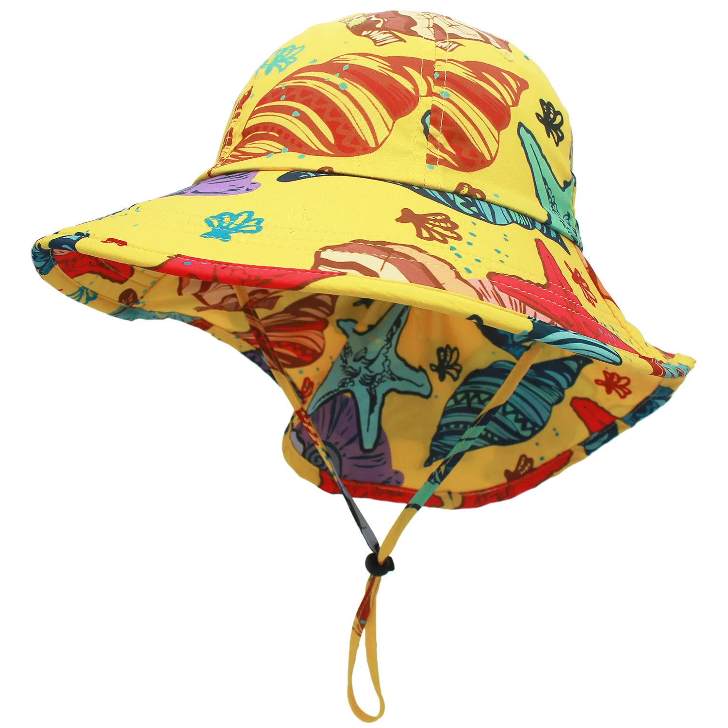 

Ocean Children's Neck Protection Sunshade Hat Sunshade Baby Sunscreen Hat Wide brimmed Children's Fisherman Hat Baby Beach Hat