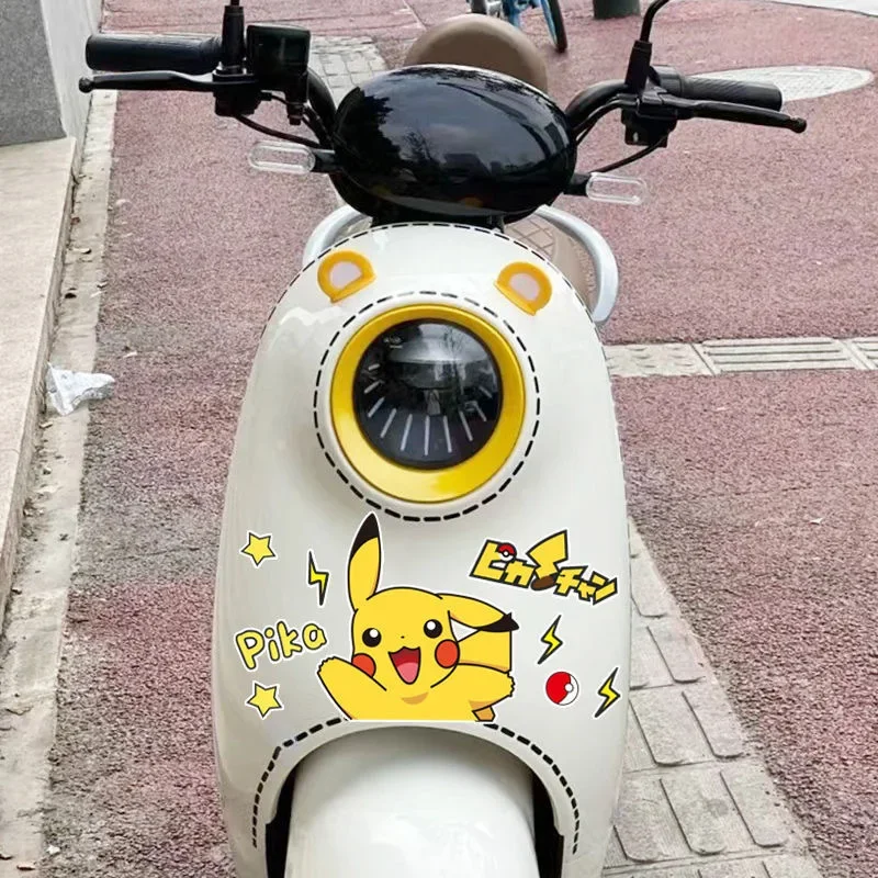 Pokemon Pikachu Cute Cute Electric Motorcycle Motorcycle Helmet Decoration Sticker Scratch Cover Car Sticker Wholesale