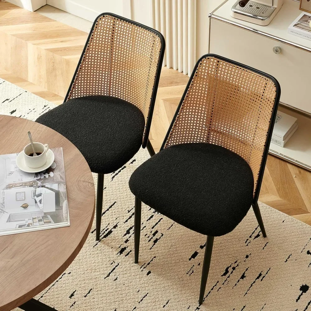 طاولة طعام مستديرة مع كراسي الروطان، وطاولة طعام حديثة ومجموعة كراسي مع طاولة و4 كراسي لتناول الطعام منجدة #2