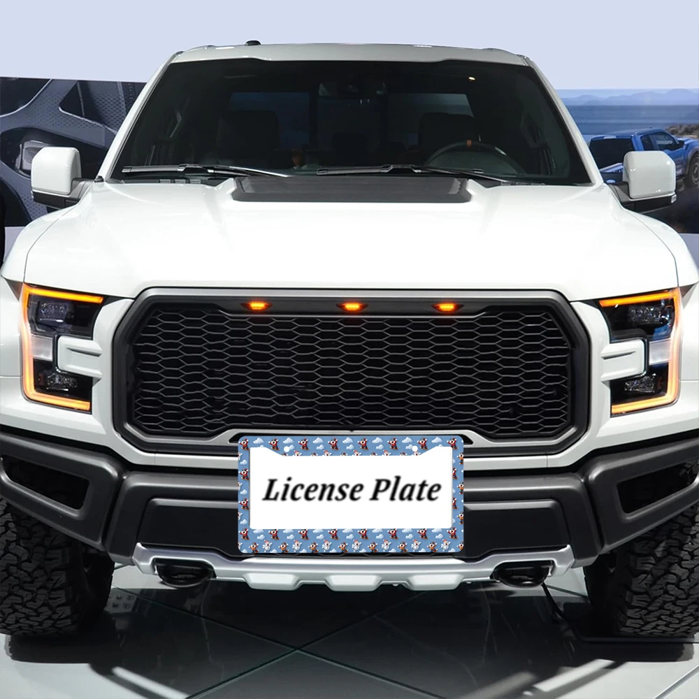 1 قطعة نمط الرسوم المتحركة رجل الثلج الأزرق 2-Hole إطار لوحة الترخيص ، مادة الألومنيوم ، 6x12 بوصة مع طقم مسامير ربط ، متعة سيارة الديكور #4