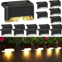 4PCS Solar Stair Lamps Outdoors Waterproof Step LED Light Courtyard Pathway Yard Patio Steps Fence Solar Light Garden Decoration