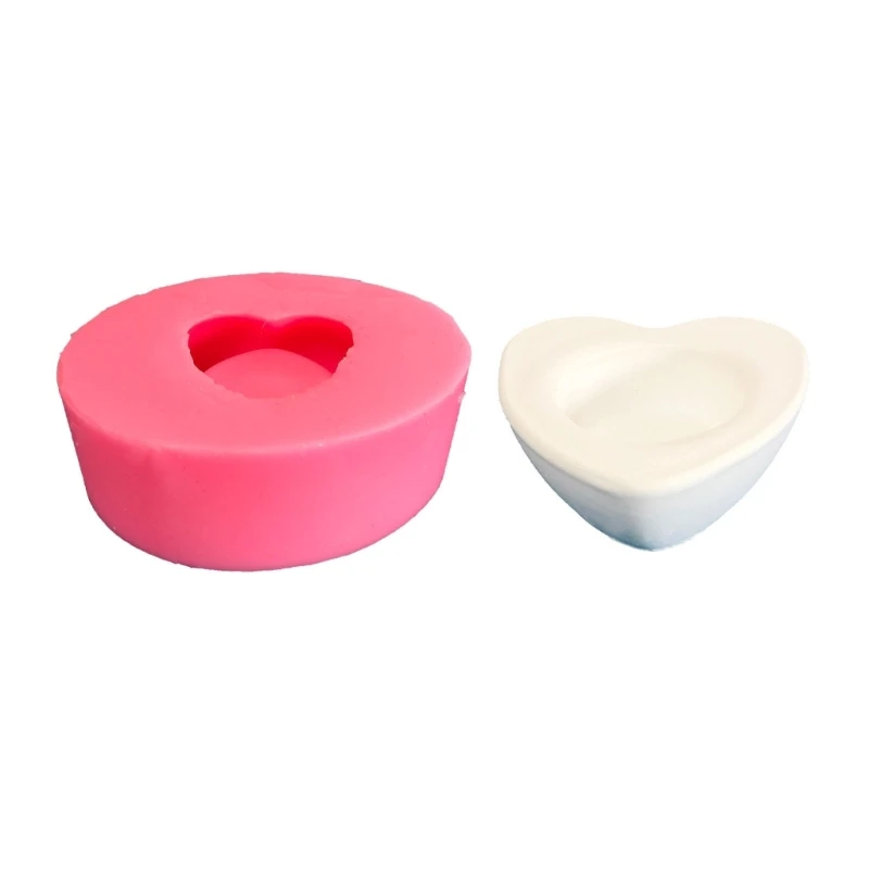 

DIY Love Heart Shape Candlestick Silicone Mold Desktop Ornament Geometric Candle Holder Tray Dish Plaster Resin Casting Mould