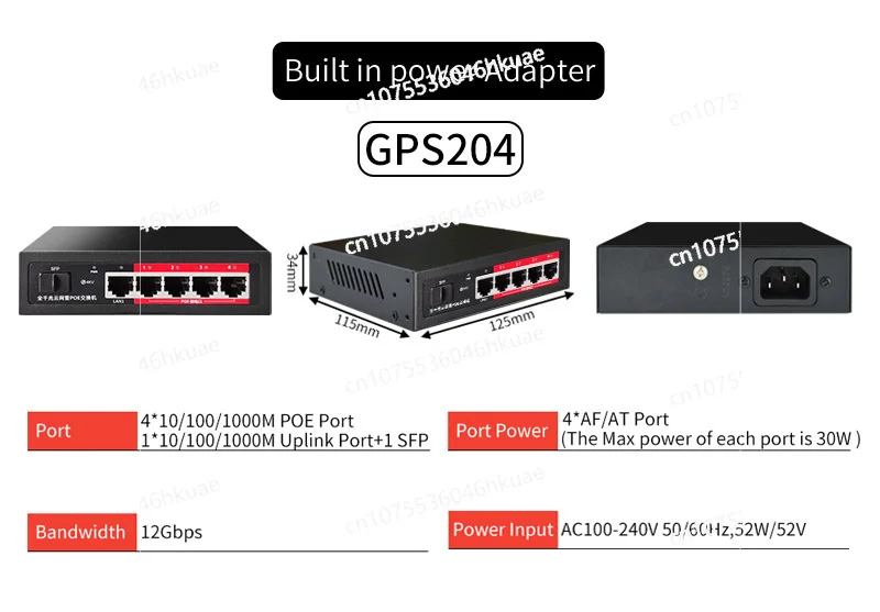 

Cloud-managed POE Switch 4/8/16 Port 48V Active POE Desktop 100/1000Mbps SFP APP Control Switch Pulg and Play IP Camera