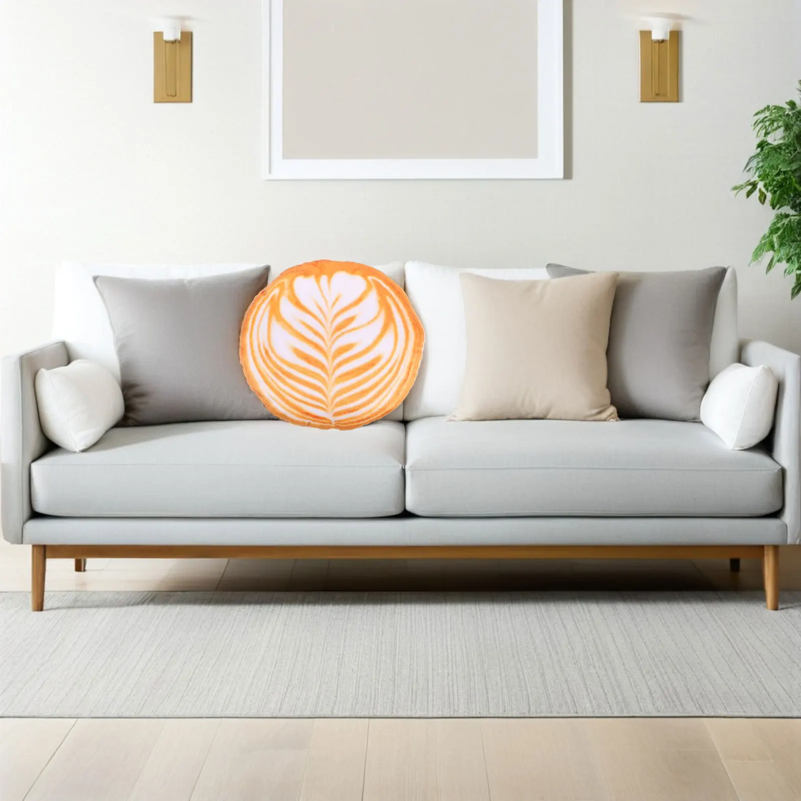 

Coffee Latte Art Cartoon Soft Throw Pillow Decorative Cushion for Sofa Couch Bed Office Home Cute Cartoon Seat Cushion