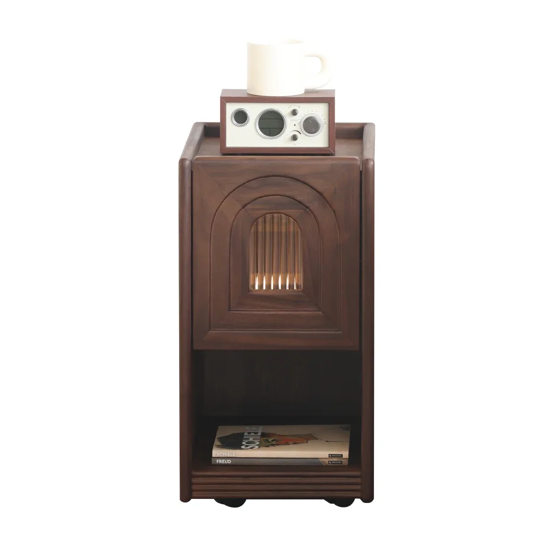 Wuying retro ultra-narrow bedside table bedroom small modern simple storage cabinet mini solid wood bedside cabinet simple model